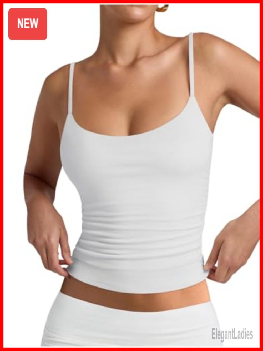 Double Lined Scoop Neck Spaghetti Strap Slim Fit Cami Tank Top for Layering